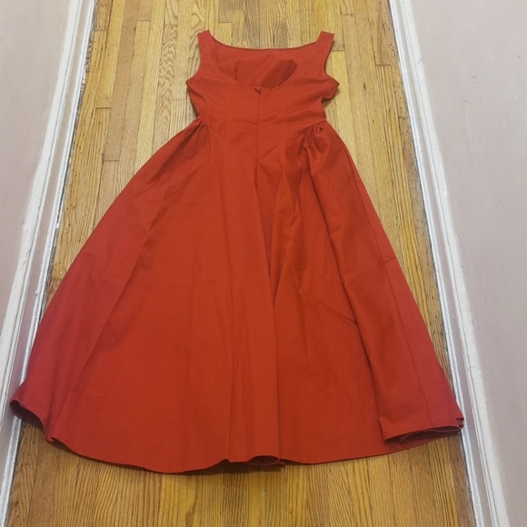 HELSA Stretch Cotton Sateen Dress Red - Picture 7 of 9